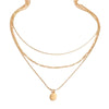RAMODO Layered Oval Pendant Necklace - Vintage Gold/Silver Chain Set