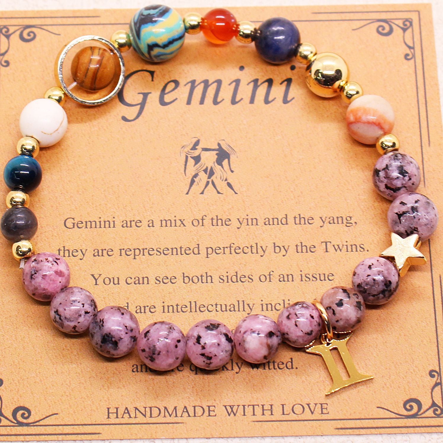 CELESTIAL HARMONY: 8-PLANET 12 CONSTELLATION BRACELET BY RAMODO JEWELRY – NATURAL STONE HEMP STONE, 19MM ZODIAC-INSPIRED ACCESSORY