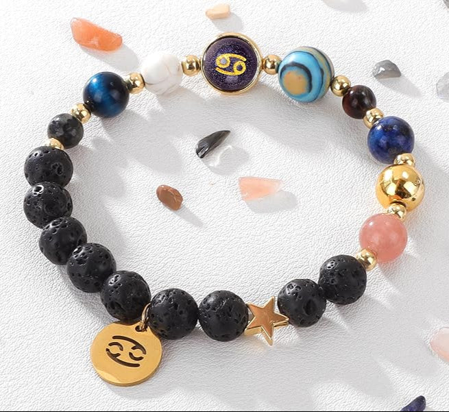 CELESTIAL HARMONY: 8-PLANET 12 CONSTELLATION BRACELET BY RAMODO JEWELRY – NATURAL STONE HEMP STONE, 19MM ZODIAC-INSPIRED ACCESSORY