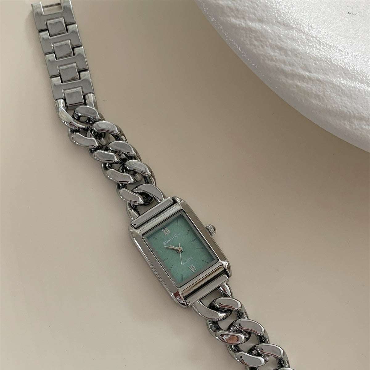 RAMODO JEWELRY: CHRONOLINK - Minimalist Square Dial Chain Link Watch