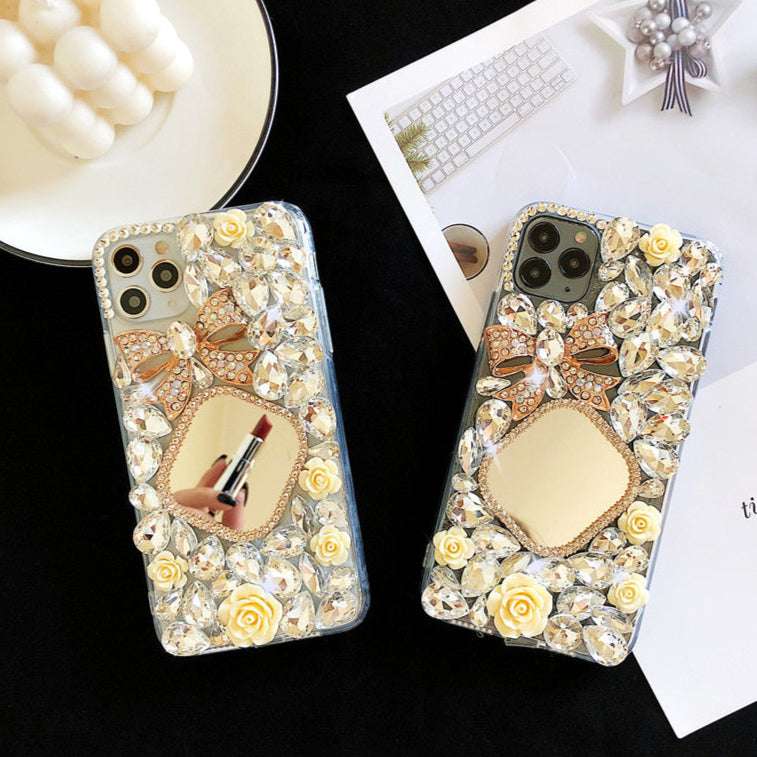 RAMODO Celestial Blossom Rhinestone Mirror Phone Case