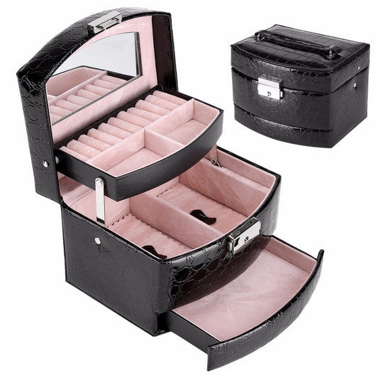 3 Layers Jewelry Boxes And Packaging Leather Makeup Organizer Storage Box Container Case Gift Box Women Cosmetic Casket - RAMODO JEWELRY