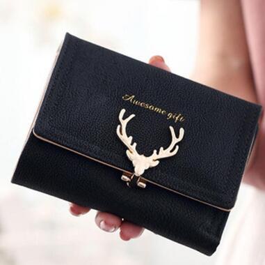 The Festive Fawn: RFID-Blocking PU Leather Wallet with Christmas Deer Design