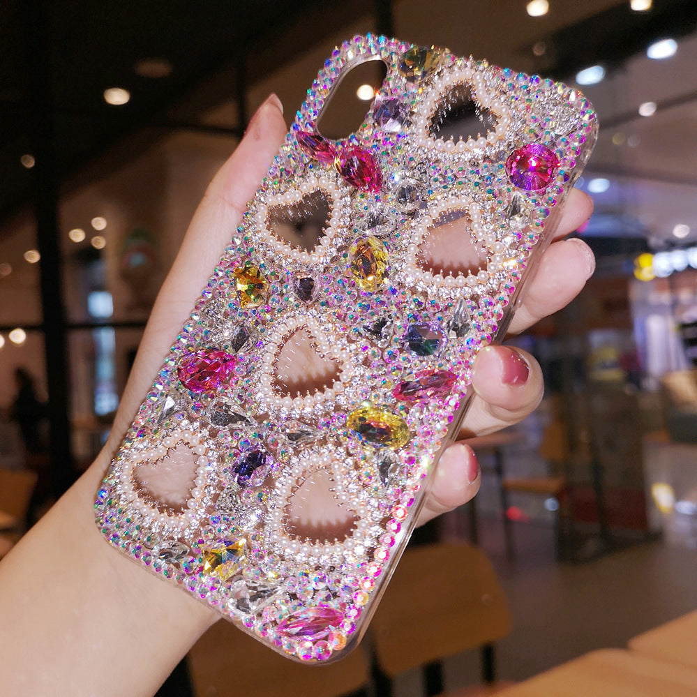 RAMODO Transparent Silicone Diamond Heart iPhone Case