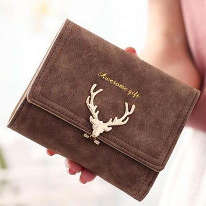 The Festive Fawn: RFID-Blocking PU Leather Wallet with Christmas Deer Design