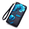 The Flora Clutch - Embossed Leather Wallet with Wrist Strap