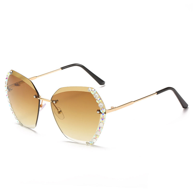 Dazzling Diamond Rimless Sunglasses - Vintage Glamour