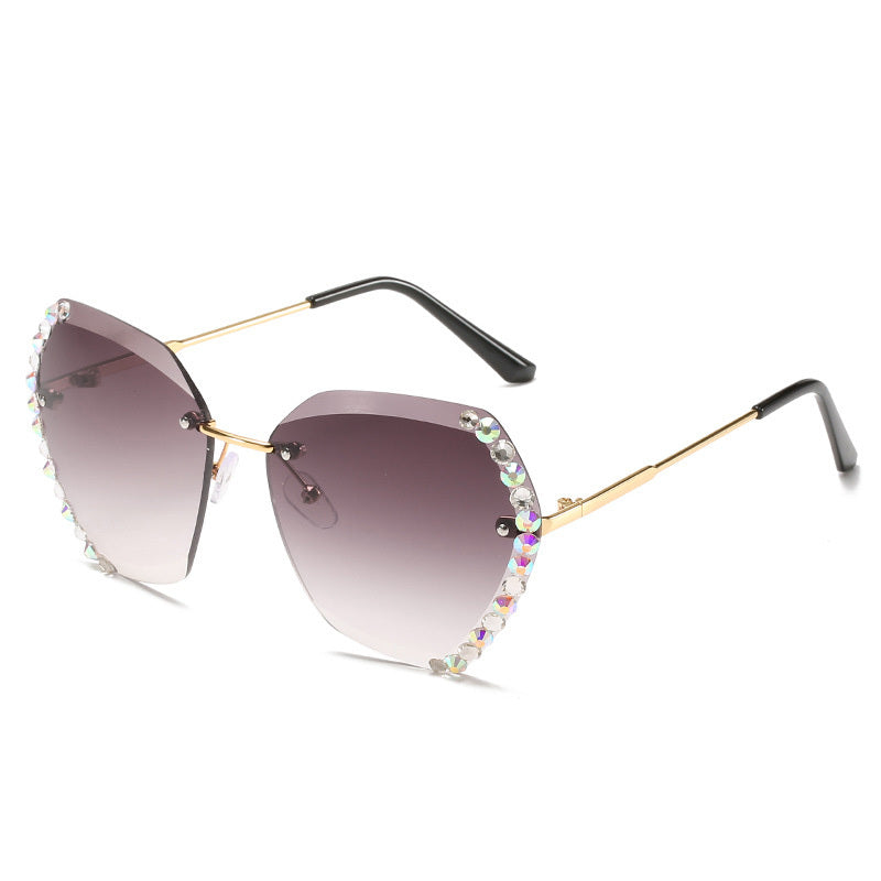 Dazzling Diamond Rimless Sunglasses - Vintage Glamour