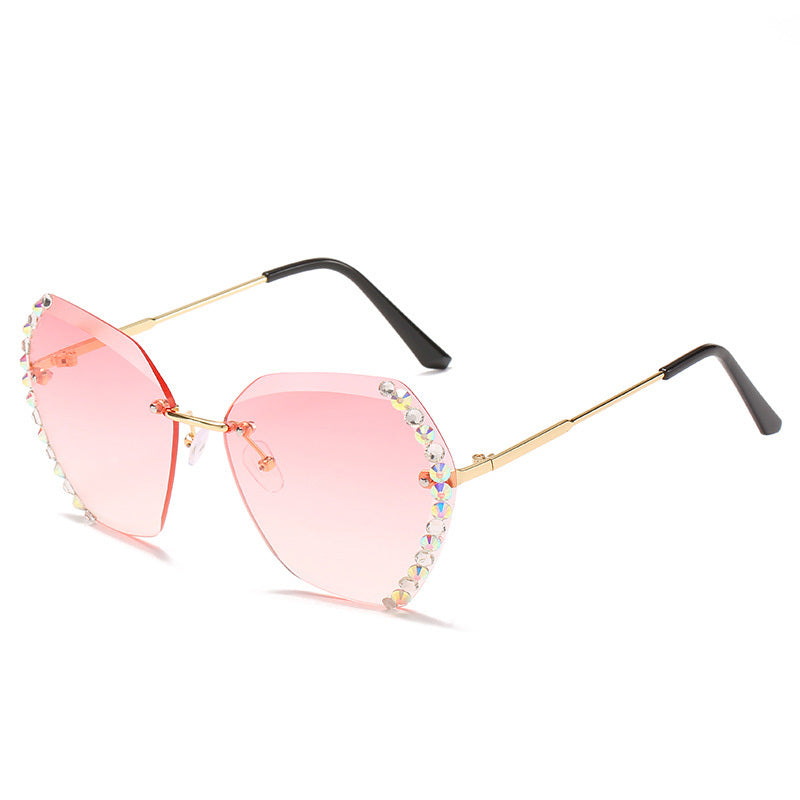 Dazzling Diamond Rimless Sunglasses - Vintage Glamour