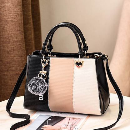 Luxe Striped Elegance PU Leather Shoulder Handbag