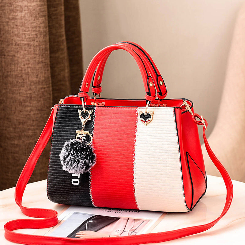 Luxe Striped Elegance PU Leather Shoulder Handbag