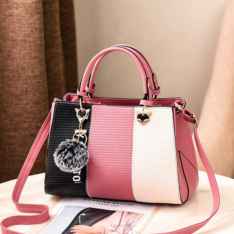 Luxe Striped Elegance PU Leather Shoulder Handbag