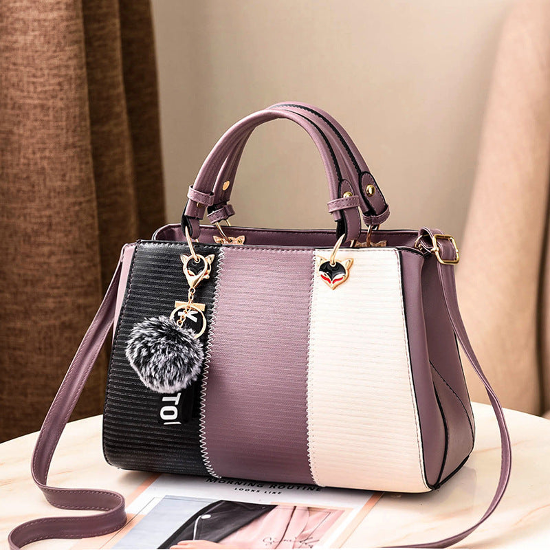 Luxe Striped Elegance PU Leather Shoulder Handbag