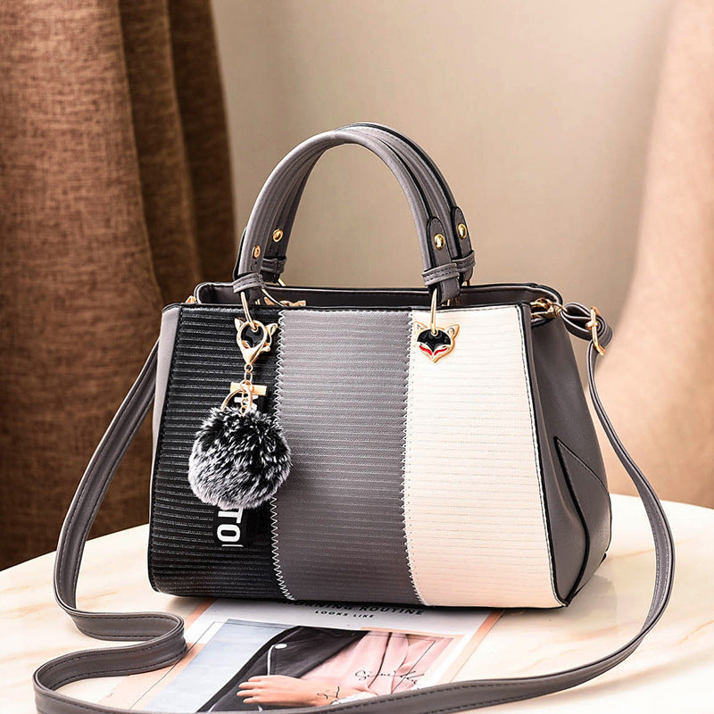 Luxe Striped Elegance PU Leather Shoulder Handbag