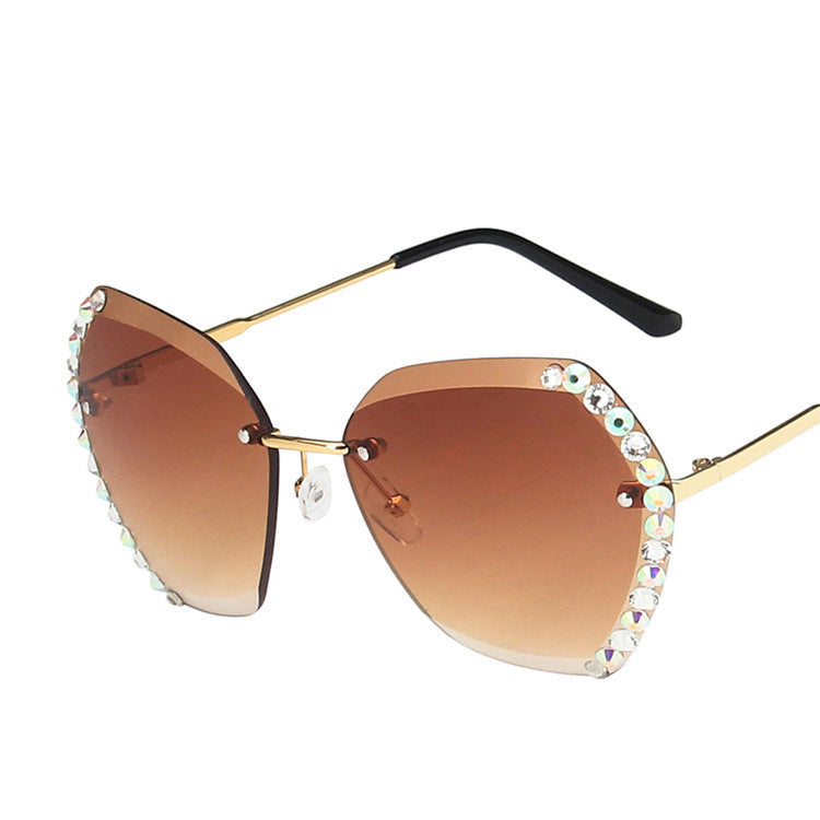 Dazzling Diamond Rimless Sunglasses - Vintage Glamour