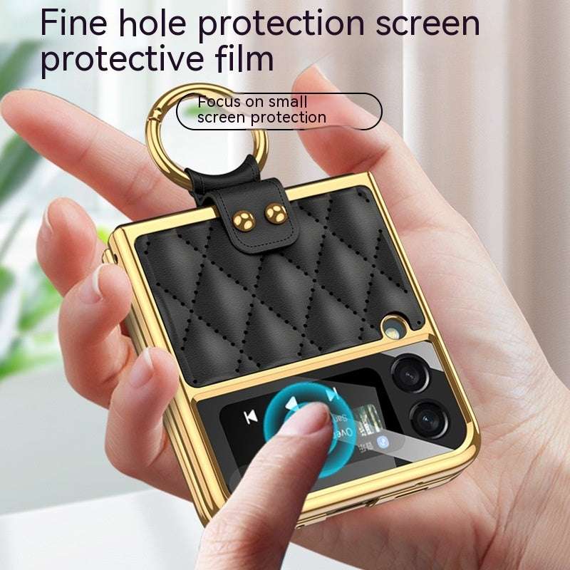 RAMODO Diamond Grid Electroplating Ring Phone Case for Samsung Galaxy Z Flip Series