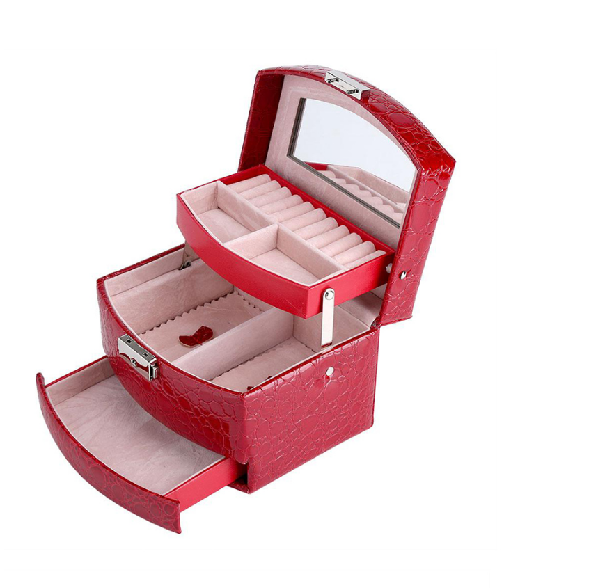 3 Layers Jewelry Boxes And Packaging Leather Makeup Organizer Storage Box Container Case Gift Box Women Cosmetic Casket - RAMODO JEWELRY