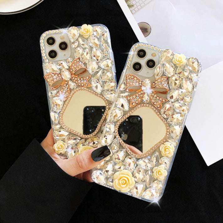 RAMODO Celestial Blossom Rhinestone Mirror Phone Case