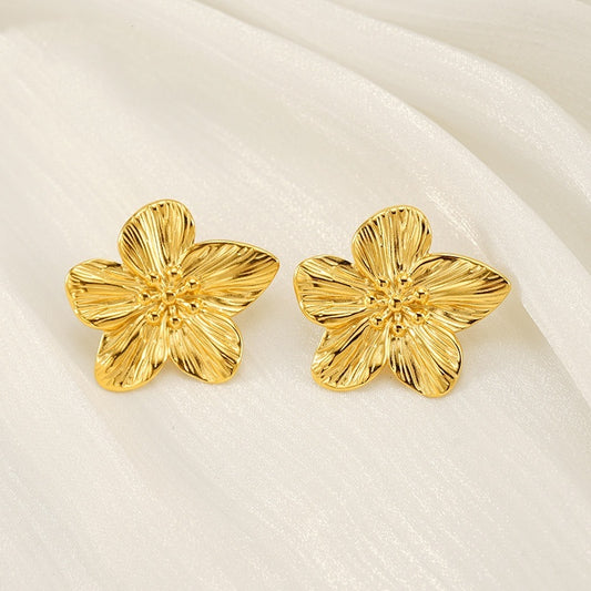 Delicate Floral Stud Earrings - Gold Plated Elegance