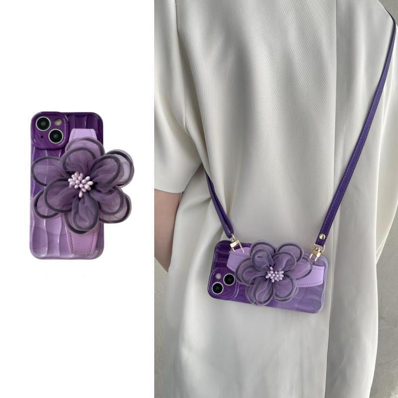 RAMODO Purple Lace Floral Wristband iPhone Case