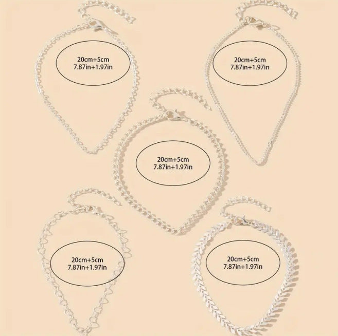 5Pcs golden Layered pearl bracelet Set Sizes from ramodo jewelry store