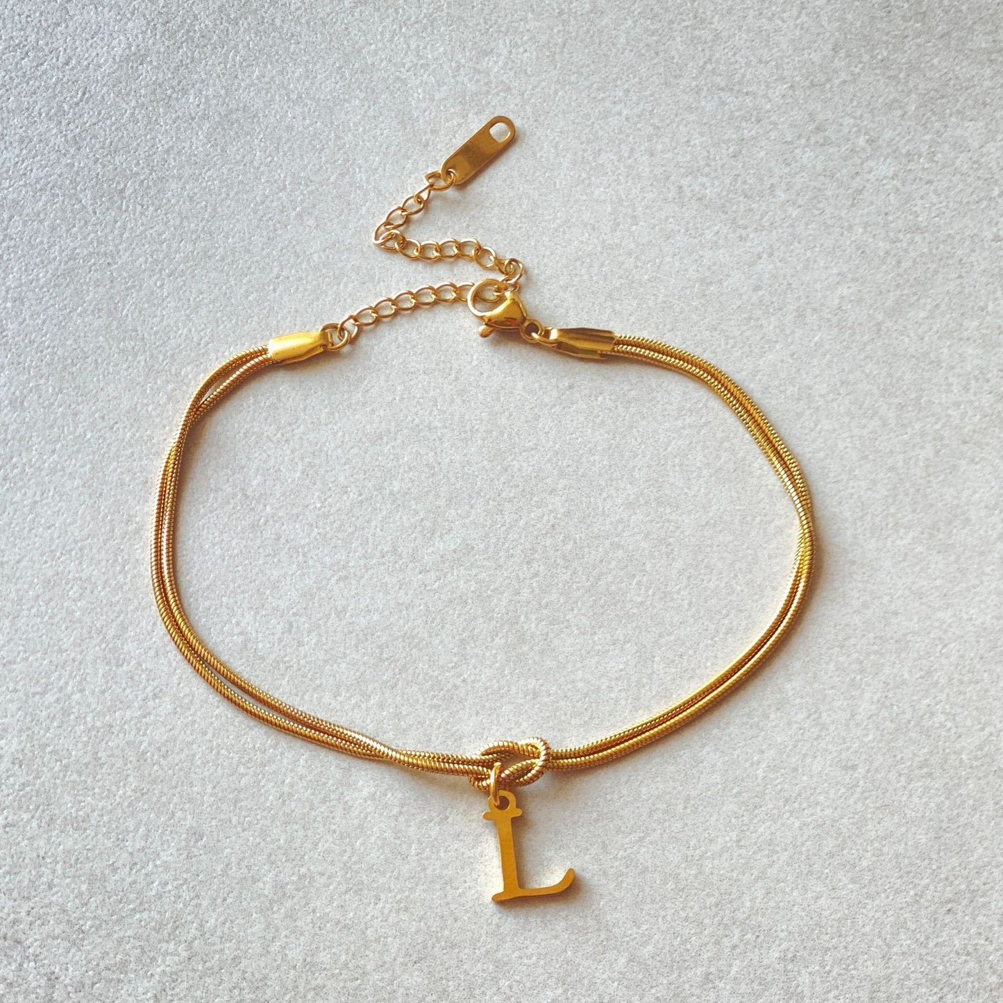 Personalized Initial Knotted Bracelet - Gold/Silver - Dainty & Elegant