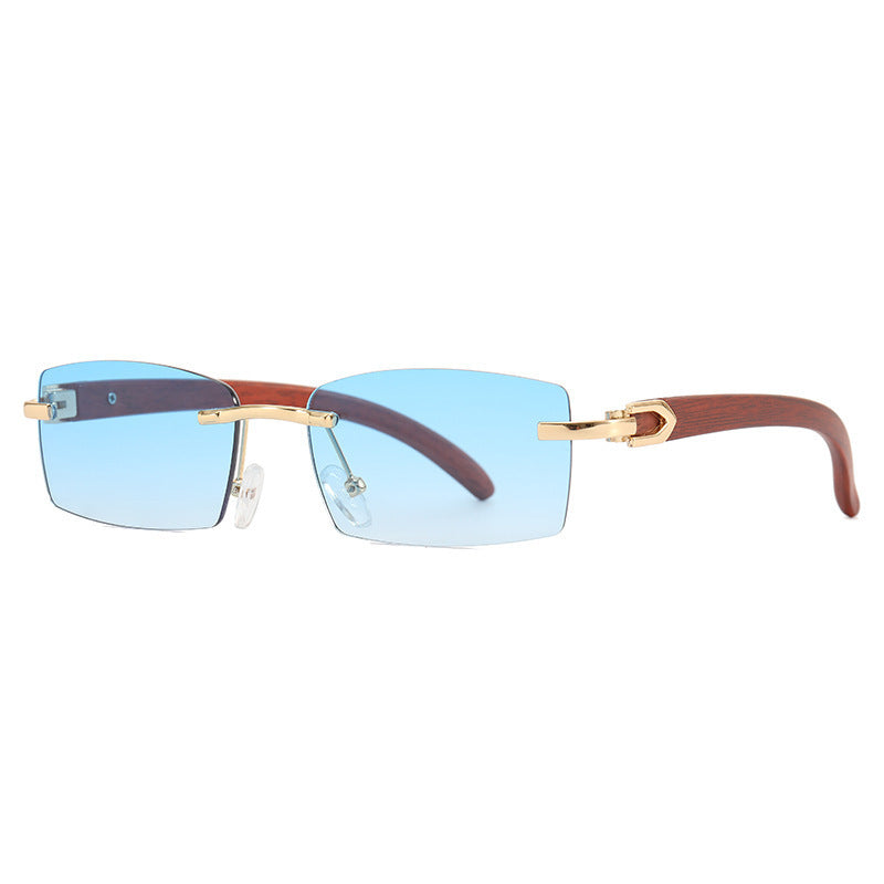 Fashion Sunglasses Frameless Wood Grain Glasses Leg Sunglasses