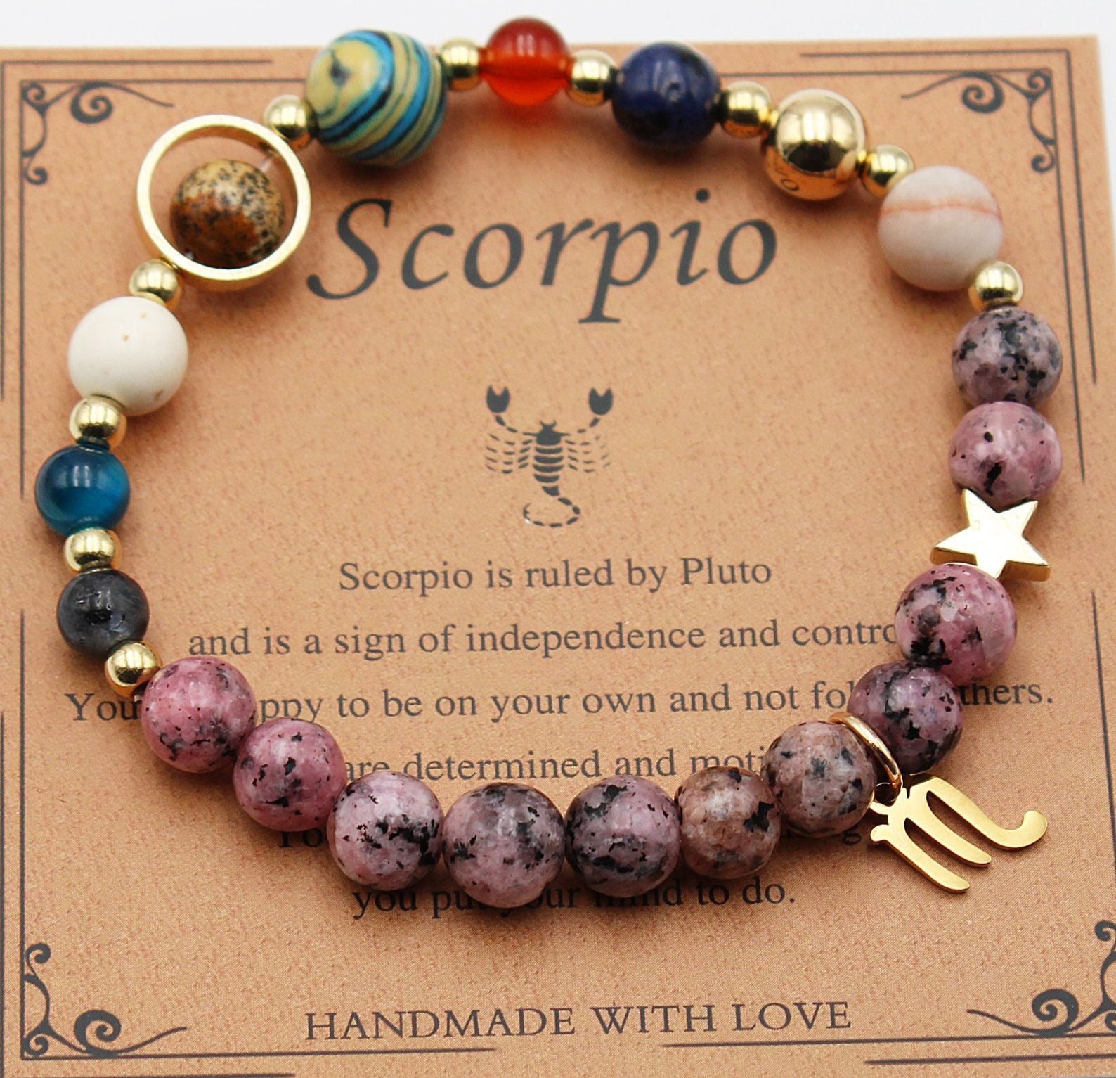 CELESTIAL HARMONY: 8-PLANET 12 CONSTELLATION BRACELET BY RAMODO JEWELRY – NATURAL STONE HEMP STONE, 19MM ZODIAC-INSPIRED ACCESSORY