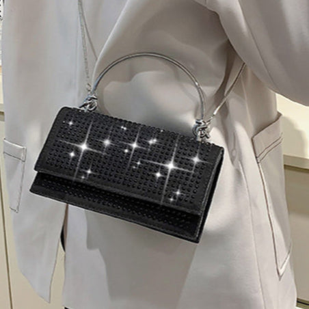 The Stardust Sparkle - Rhinestone Crossbody Bag with Chain Strap