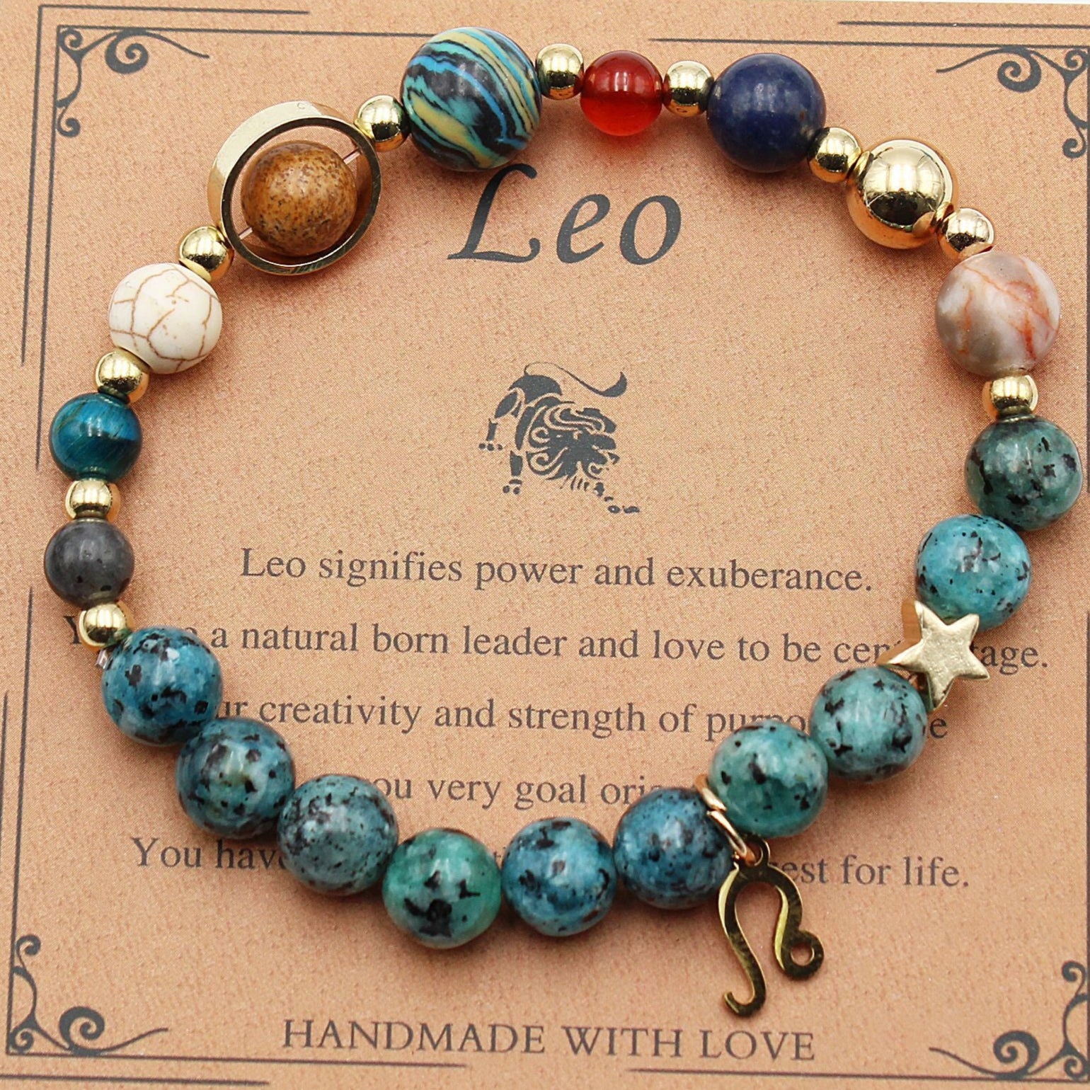 CELESTIAL HARMONY: 8-PLANET 12 CONSTELLATION BRACELET BY RAMODO JEWELRY – NATURAL STONE HEMP STONE, 19MM ZODIAC-INSPIRED ACCESSORY