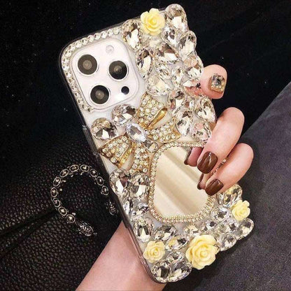 RAMODO Celestial Blossom Rhinestone Mirror Phone Case