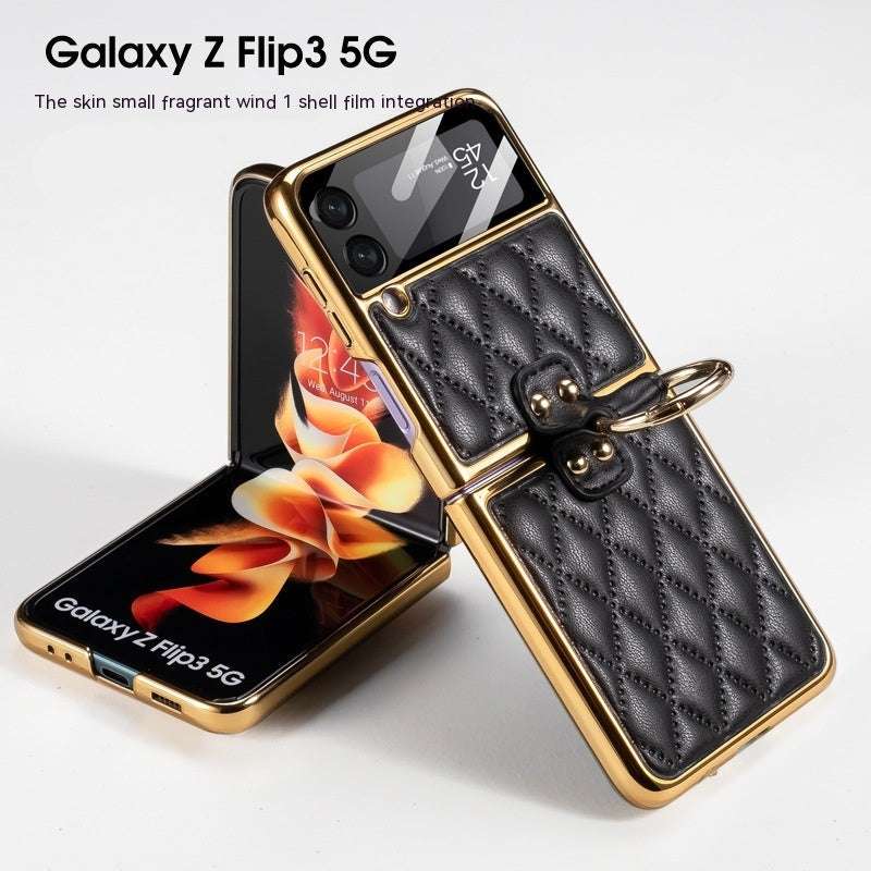 RAMODO Diamond Grid Electroplating Ring Phone Case for Samsung Galaxy Z Flip Series