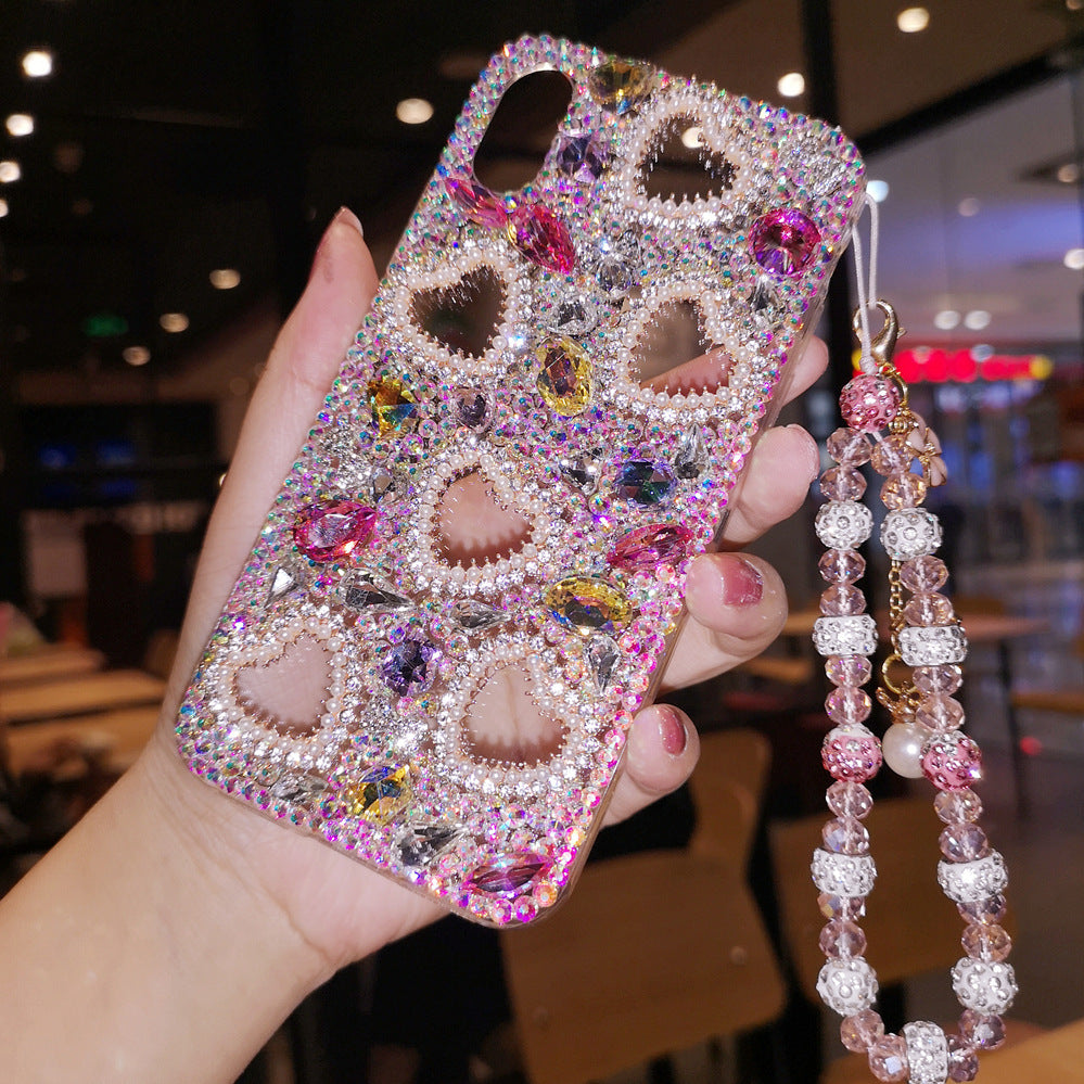 RAMODO Transparent Silicone Diamond Heart iPhone Case