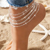 5Pcs Bohemian Layered Anklets Set - Summer Beach Chain Ankle Bracelets