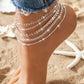 5Pcs Bohemian Layered Anklets Set - Summer Beach Chain Ankle Bracelets