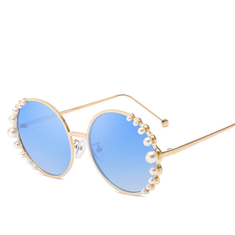 Pearl Embellished Round Sunglasses - Vintage Glamour