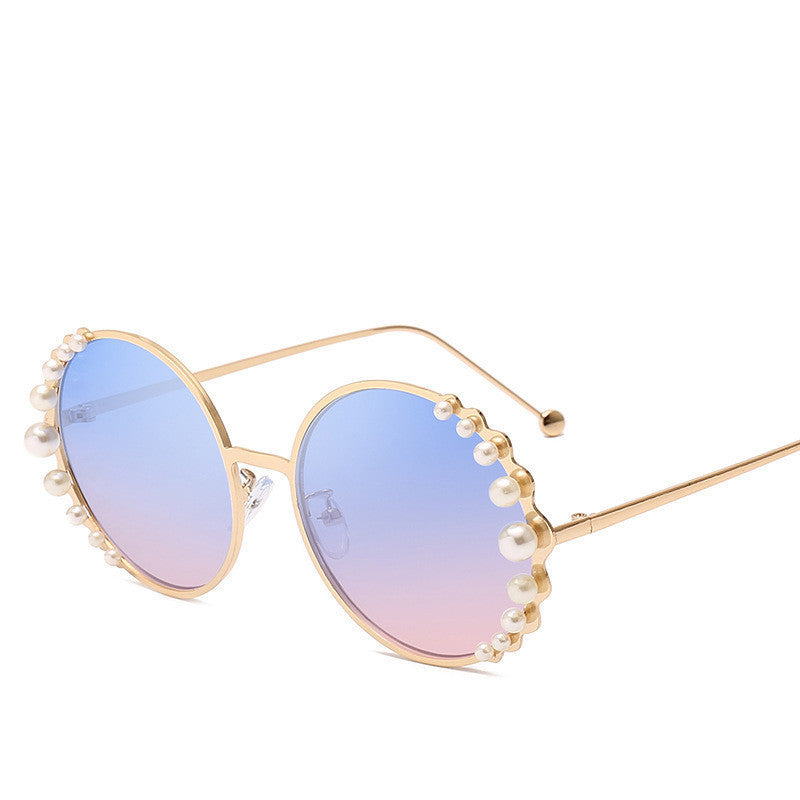 Pearl Embellished Round Sunglasses - Vintage Glamour