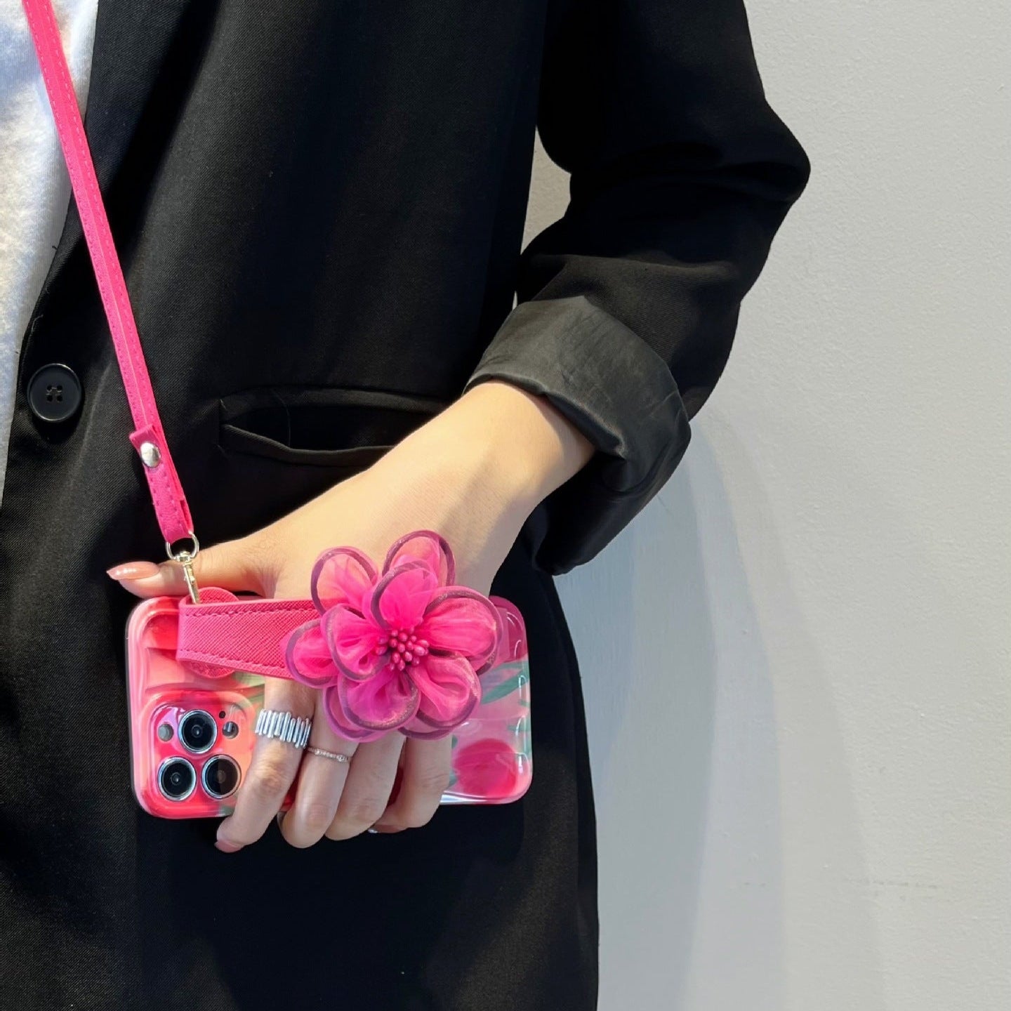 RAMODO Purple Lace Floral Wristband iPhone Case