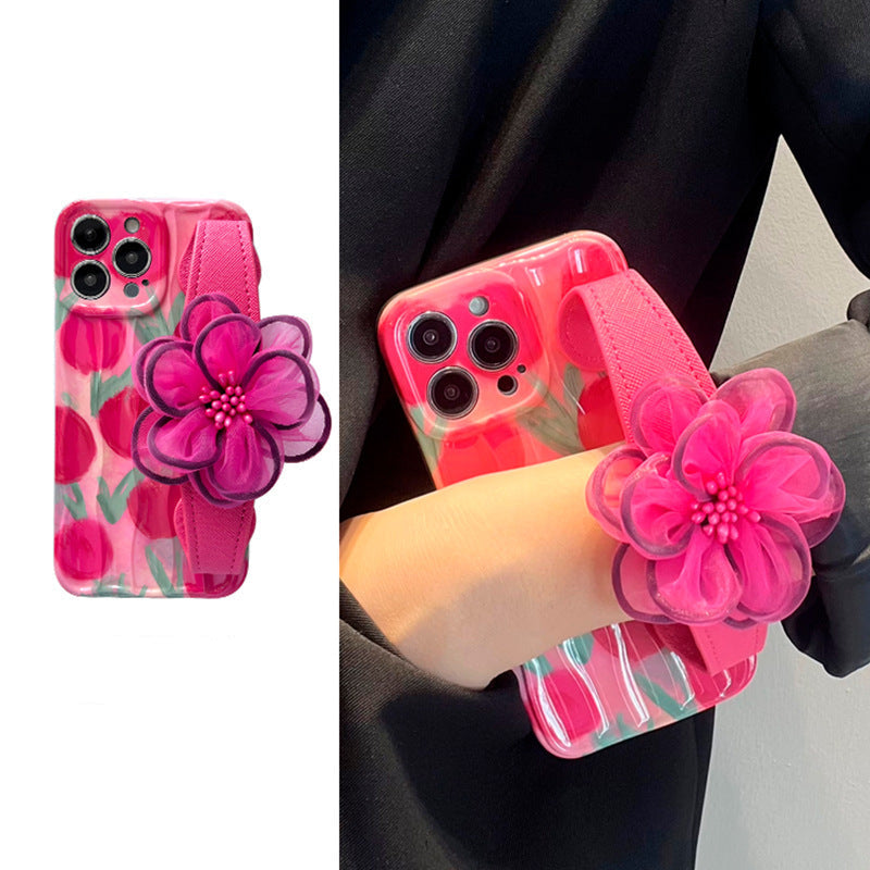 RAMODO Purple Lace Floral Wristband iPhone Case