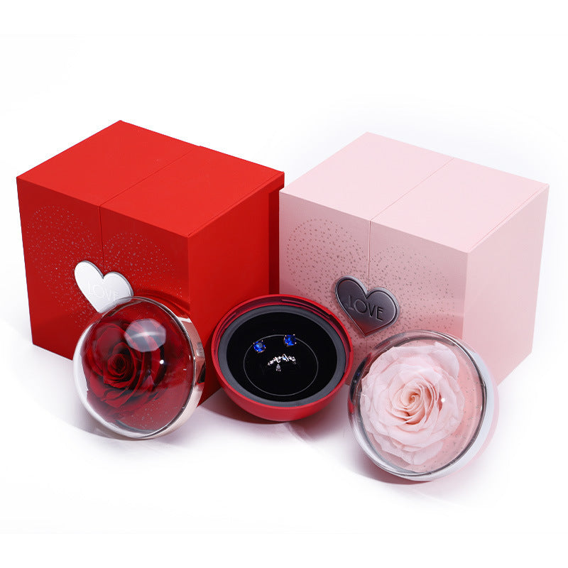 Creative Eternal Rose Box Eternal Soap Flower Jewelry Box Ring Necklace Storage Case Valentines Surprise Gift - RAMODO JEWELRY