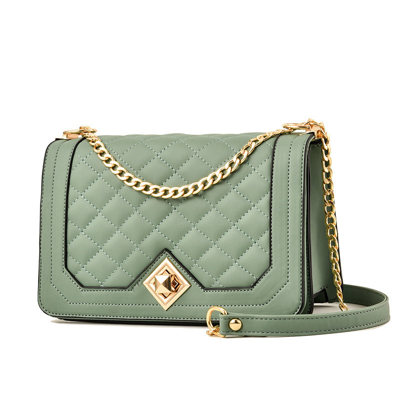 The Quilted Chic - Quilted Chain Strap Bag with Embroidered Detail