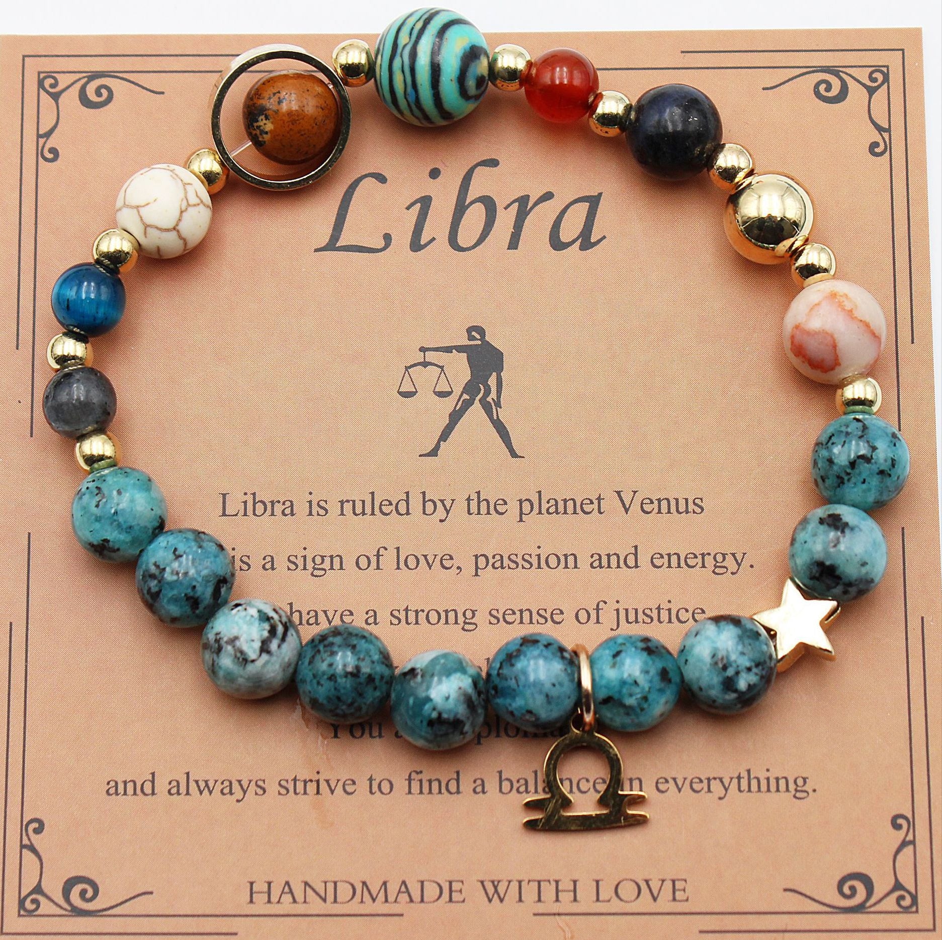 CELESTIAL HARMONY: 8-PLANET 12 CONSTELLATION BRACELET BY RAMODO JEWELRY – NATURAL STONE HEMP STONE, 19MM ZODIAC-INSPIRED ACCESSORY