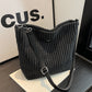 The Cozy Corduroy: Soft Tote Bag with Strap - Black