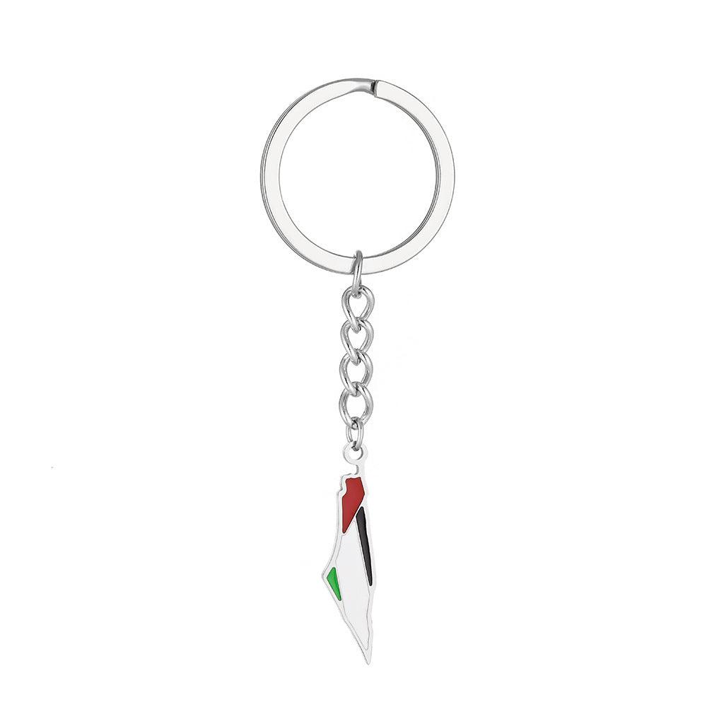 PALESTINE MAP FLAG KEYCHAIN