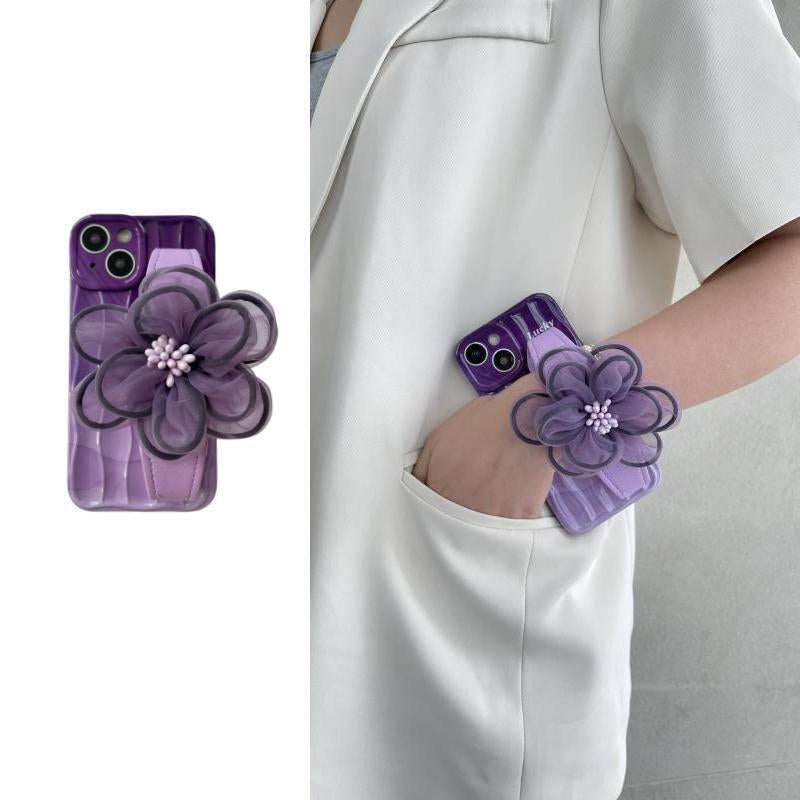 RAMODO Purple Lace Floral Wristband iPhone Case