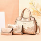 The Floral Trio - 3-Piece Handbag Set with Laser-Cut Floral Detail