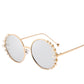 Pearl Embellished Round Sunglasses - Vintage Glamour