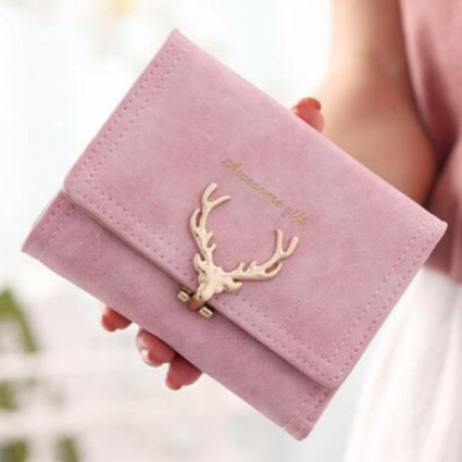 The Festive Fawn: RFID-Blocking PU Leather Wallet with Christmas Deer Design