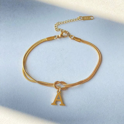 Personalized Initial Knotted Bracelet - Gold/Silver - Dainty & Elegant