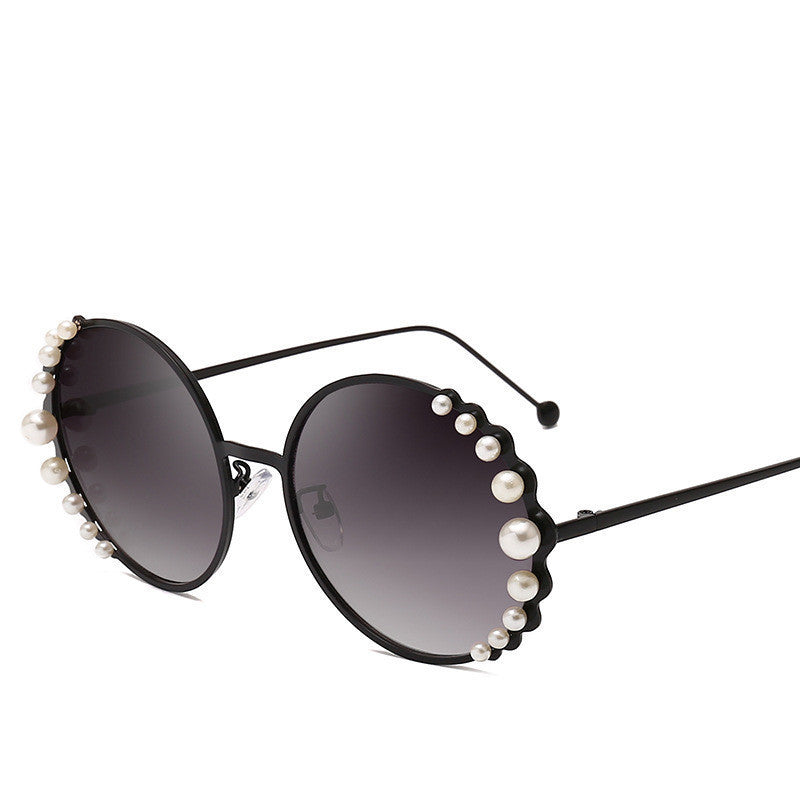 Pearl Embellished Round Sunglasses - Vintage Glamour